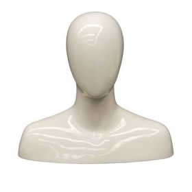 Male Mannequin Head with Shoulders - White