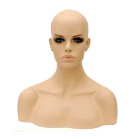 Female Mannequin Head with Shoulders, Realistic Style - Front