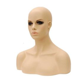 Female Mannequin Head with Shoulders, Realistic Style -  Quarter VIew