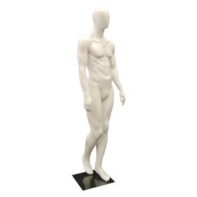 Male Mannequin - Walking Pose In Matte White - Quarter View