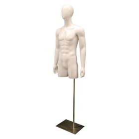 Male Torso Mannequin with Head - Gloss - Side View