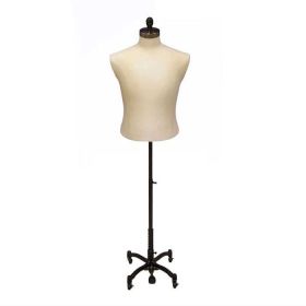 Male Dress Form with Vintage Base - Cream With Black Base