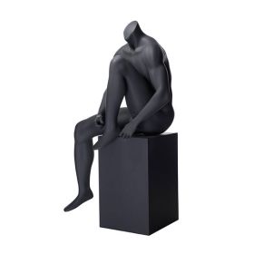 Male Sports Mannequin - Seated - Matte Grey