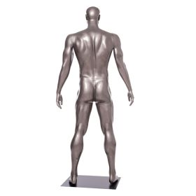 Metallic Grey Male Sports Mannequin - Rear View
