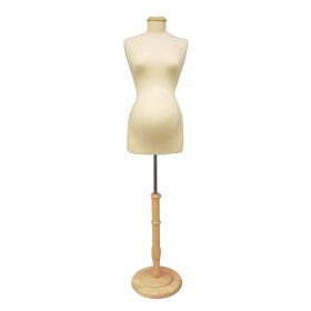 Pregnant Mannequin Form with Natural Wood Base 