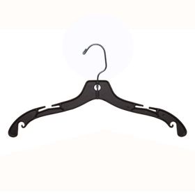 17" Heavy Duty Black Plastic Shirt Hanger With Chrome Hook