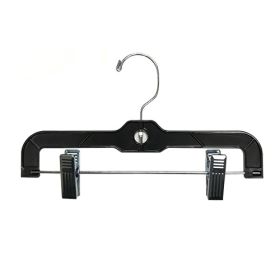 10" Plastic Pant Hanger - Black With Chrome Hook