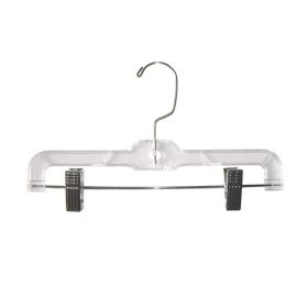 10" Plastic Pant Hanger - Clear With Chrome Hook