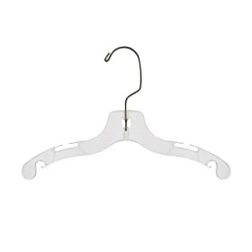 12" Plastic Child's Top Hanger - Clear With Chrome Hook
