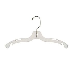 14" Plastic Child's Top Hanger - Clear With Chrome Hook