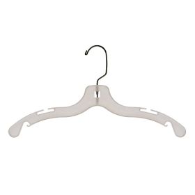14" Plastic Child's Top Hanger - Ivory White With Chrome Hook