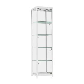 Glass Display Tower With Aluminum Frame - Silver