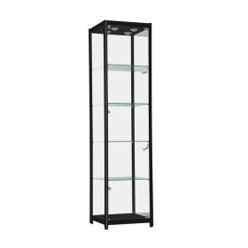 Glass Display Tower With Aluminum Frame - Black