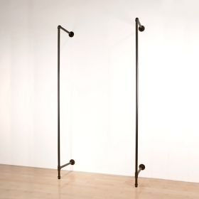 Industrial Pipe Clothing Rack Wall Mounted Outriggers - Set of 2 - Shown Installed On A Wall