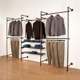 Pipe Clothing Rack Wall Mounted - Shown With Clothing