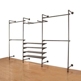 Pipe Clothing Rack Wall Mounted - 144"L