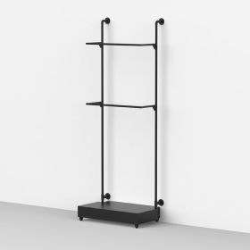 Pipe Rack Wall Mounted With 2 "U" Clothes Rails - Left Side View