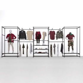 Metal Pipe Wall Display System - 240"L - Shown With Clothing