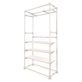 White Metal Pipe Wall Display Unit With Shelves and U Rail