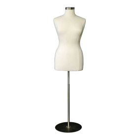 Female Plus Size Body Form Display With Metal Round Base - Cream