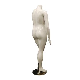 Plus Size Headless Female Mannequin - Gloss With Left Knee Bent Pose - Rear View