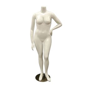 Plus Size Headless Female Mannequin - Gloss With Hand On Hip Pose - Front View