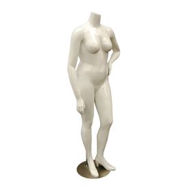 Plus Size Headless Female Mannequin - Gloss With Hand On Hip Pose - Side View