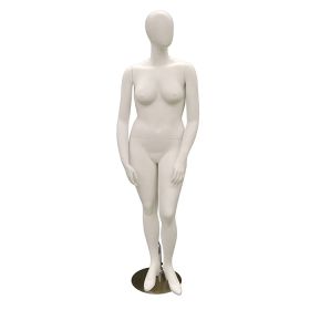 Female Plus Size Mannequin With Head - Hands Rested On Legs Pose
