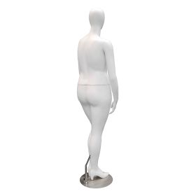 Female Plus Size Mannequin With Head - Hands Rested On Legs Pose - Rear View