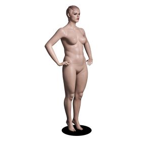 Plus Size Mannequin with Molded Hair & Features - Hands On Hip Pose - Quarter View