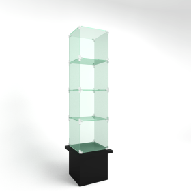 Glass Tower Display - 16" 4 Tier - Shown With Black Base