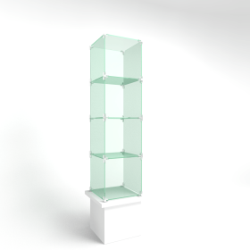 Glass Tower Display - 16" 4 Tier - Shown With White Base