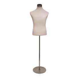 Male Dress Form with Round Metal Base - Cream Form 