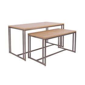 Retail Nesting Tables- Satin Nickel with Maple Finish
