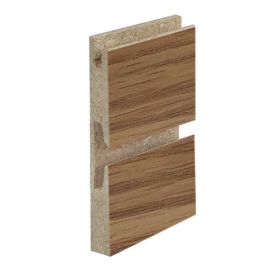Slatwall Panel 4ft x 4ft - Oak Woodgrain Laminate - 1 Half Groove Edge - Close Up