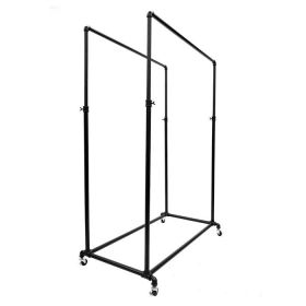 Pipeline Clothes Rack, Black - Side View - with optional casters