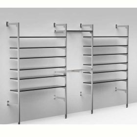 Outrigger Wall Display Rack - shown with black shelves