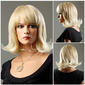 Blond Synthetic Wig With Bangs And Flip