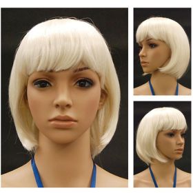 Chin Length Blonde Wig With Bangs