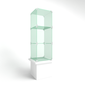 Glass Tower Display - 14" 3 Tier - Shown With White Base