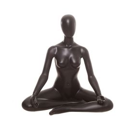 Matte Black Female Yoga Mannequin - Sitting Pose