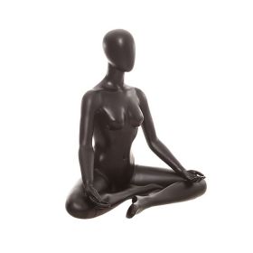 Matte Black Female Yoga Mannequin - Sitting Pose - Side View