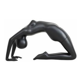 Matte Black Female Yoga Mannequin - Camel Pose - Side View