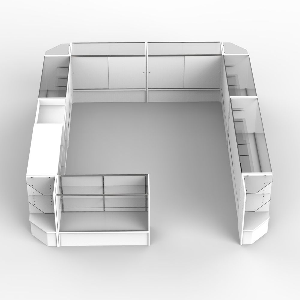 Modular Retail Checkout Counter with 12 Units Subastral