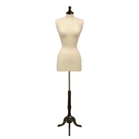 Female Dress Form Pinnable Mannequin Torso Size 10-12 with Tripod Wood Base