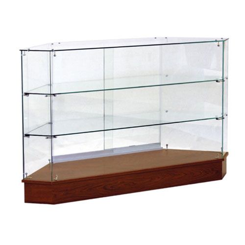 Corner Glass Display Case with Two Shelves Subastral