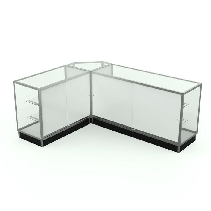 L Shaped Store Counter  Extra Vision Glass Showcases with Metal Frame  Subastral