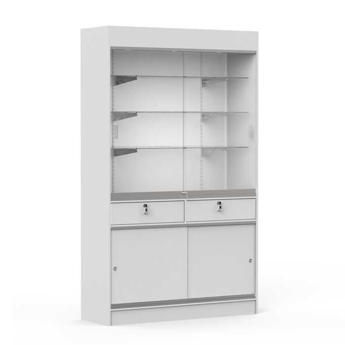 48 inch Gray Wall Unit Display Case Fully Assembled