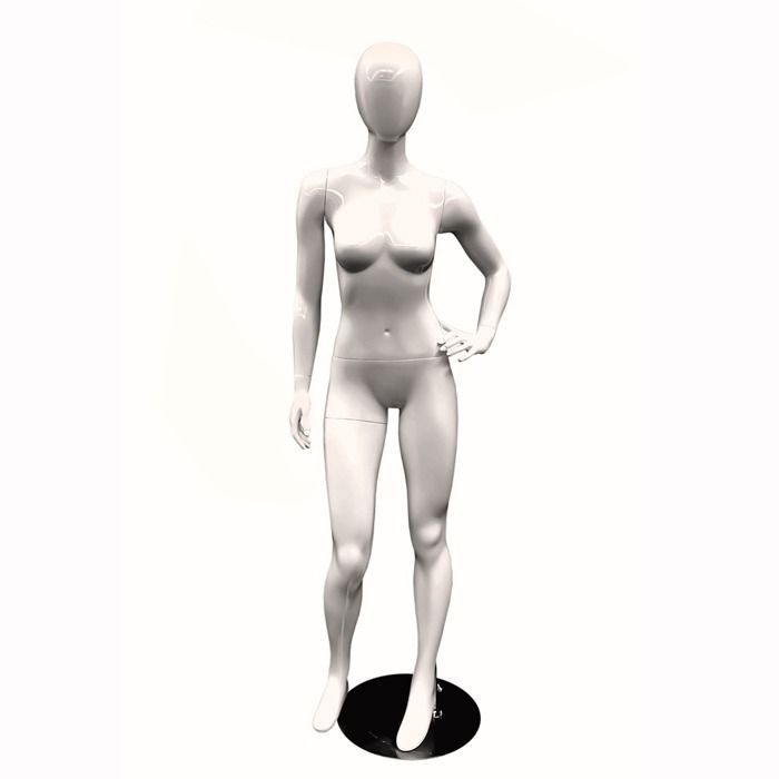 Female Mannequin - White With Molded Features - Standing Pose with Arm Bent  Subastral