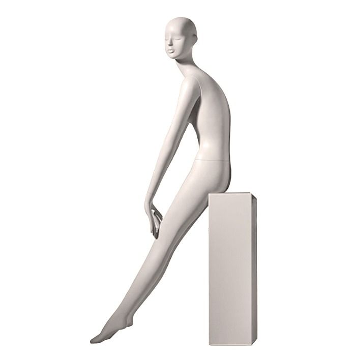 sitting full body manikin with pedestal shown YFC-66W White female mannequin 